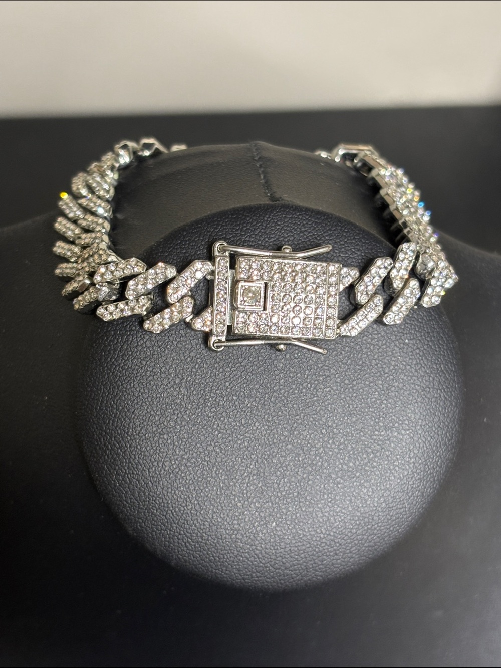 Fashion Elegant Bling Silver Crystal Cuban Link Bracelet - Women's Jewelry
